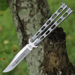 Bear & Son Cutlery 30th Anniversary Butterfly Knife SS14D2, 3.62" D2 Clip Point Blade, Stainless Steel Handle