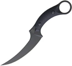 Bastinelli Creations Mako Fixed Blade BAS206B, 4.624" N690Co Black PVD Coated Blade, Black Milled G-10 Handle, Kydex Sheath