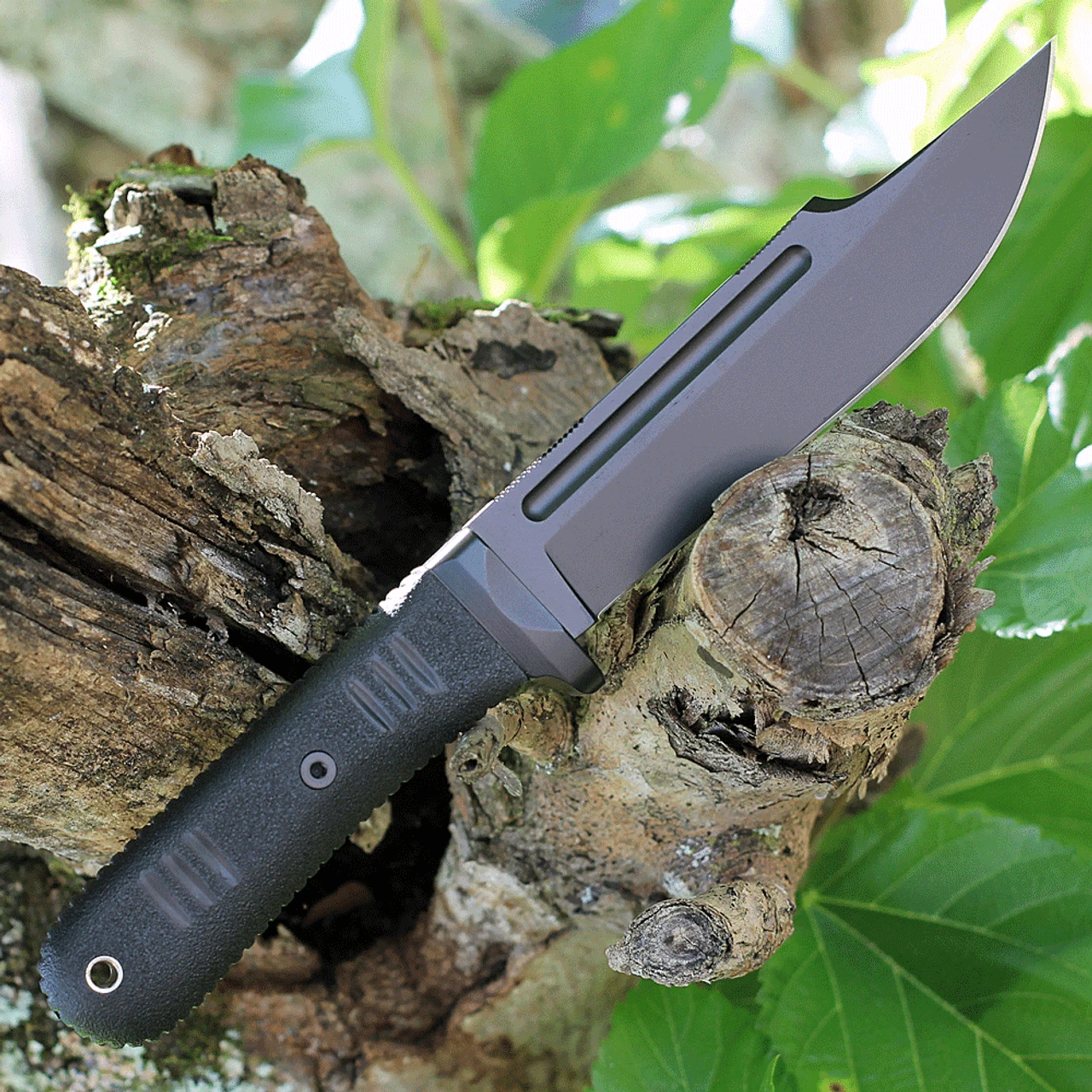 Bastinelli Creations Montana Fixed Blade BAS225, 6.5" N690 Black Plain Blade, Black Kraton Handle, Black Kydex Sheath - Image 2