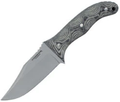 Condor Little Bowie, 4.63" Blasted Satin 1075HC Plain Blade, Black And Gray Micarta Handle