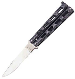 Bear & Son BC113 Butterfly, 4" Closed, SS Plain Blade, Silver Vein Handles