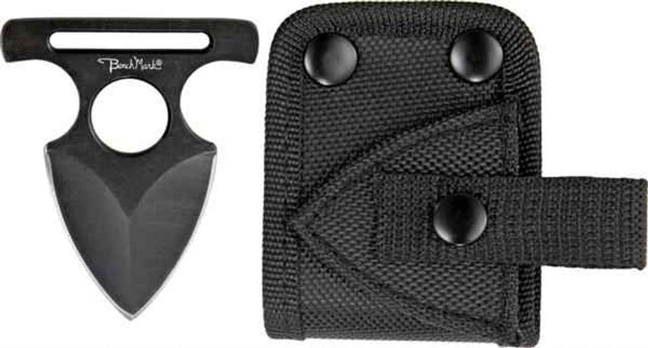 Benchmark Push Dagger. One Piece Black Finish Stainless Construction, 1 3/4" Double Edge Spear Point Blade